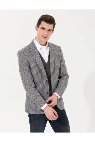 Pierre Cardin Gri Slim Fit Yün Karışımlı Ceket 50256395-VR024