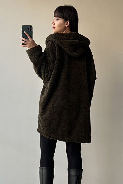 SaklıButik Cardigan oversize din pluș simplu SK-8343