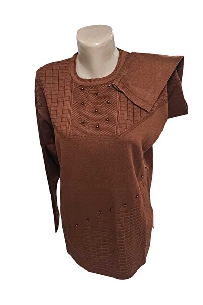 Sel Giyim New Season Stone Detailed Knitwear Mom Sweater \ Mom Bluz