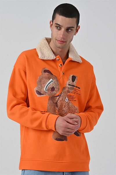 Rocqerx R-5679 Bear printed γούνινο γιακά φούτερ - 3 νήματα ράστερ