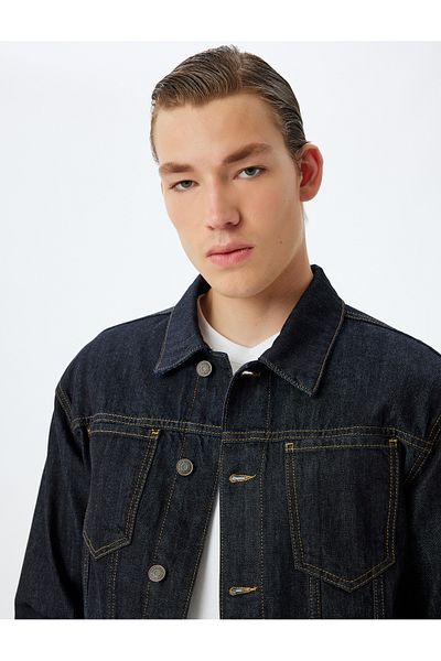 Koton Geknöpfte Jeansjacke aus Baumwolle mit Taschendetail
