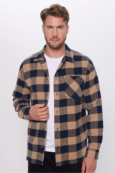 Tudors Χειμερινό πουκάμισο Unisex Relax Fit Relaxed Cut Ξυλοκόπος γιακάς με μονή τσέπη
