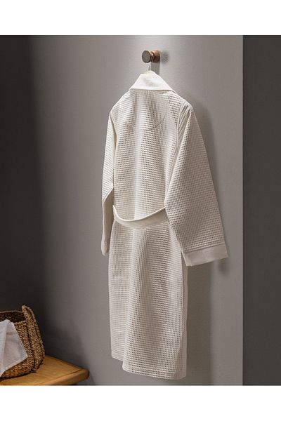 Madame Coco Blois 100% Cotton Unisex Bathrobe - Beige - Luxury Collection