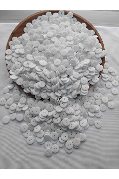 Tasarım لون أبيض زر بوليستر قطر 1.8 سم 20 قطعة.