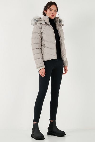 Lela Παλτό Regular Fit Puffer με αποσπώμενη κουκούλα και φερμουάρ - ΠΑΛΤΟ με τσέπες 497DİNA