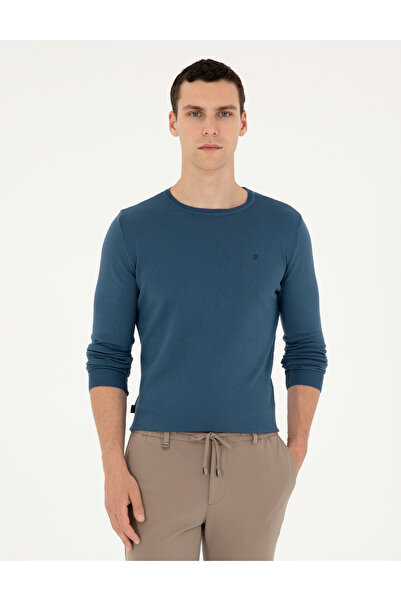 Pierre Cardin Kobalt Slim Fit Bisiklet Yaka Basic Triko Kazak 50296621-VR077