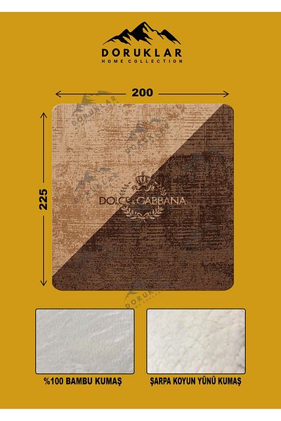 Doruklar Home Collection 100% Bamboo Fabric Decorative Modern Patterned Blanket