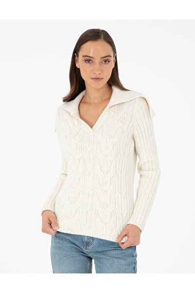 Pierre Cardin Ecru Ex. Slim Fit Shawl Collar Sweater 50290549-Vr019