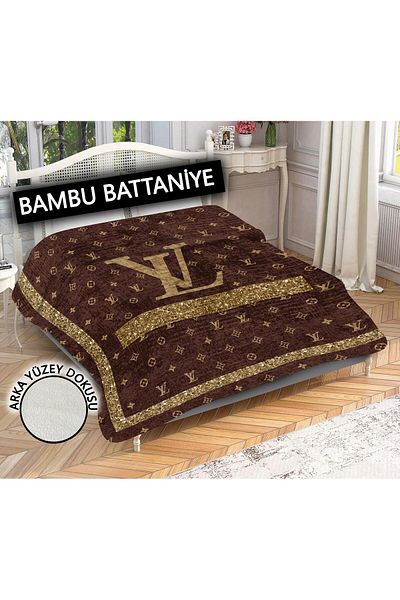 Doruklar Home Collection Decorative Modern Patterned 100% Bamboo Fabric Blanket