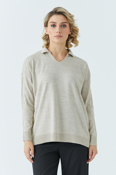 ModaPlaza Pulover de tricotaj cu gât polo pentru femei 5424