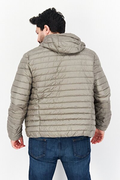 Geox Men Hooded Plain Puffer Jacket, Grey