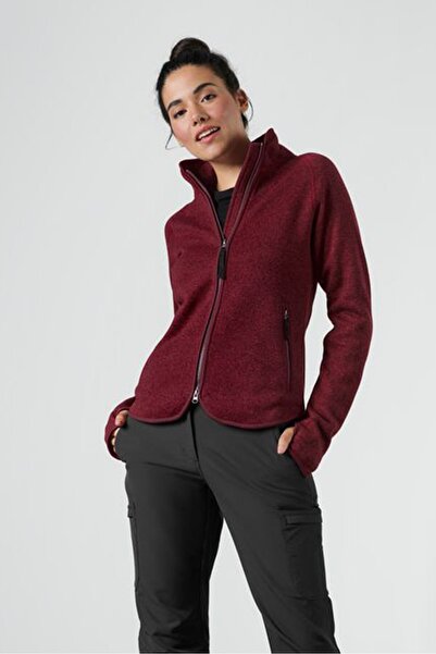 Tchibo Women Long Sleeve Textured Jacket, Maroon