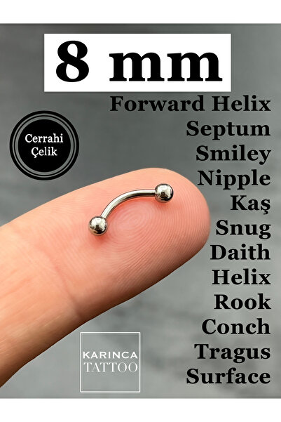 Karınca Piercing Kaş Kulak Snug Helix Kıkırdak Tragus Daith Conch Rook Surface Nipple Smiley Septum 8 Mm Piercing