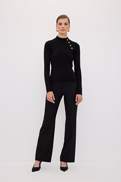 adL Düğme Detaylı Boğazlı Kazak