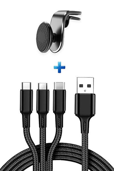 Beatitude 3in1 Şarj Kablosu Ve Manyetik Mıknatıslı Telefon Tutucu Araçiçi Set...