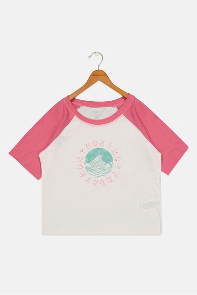 Roxy Kids Girl Crew Neck Short Sleeve Graphic Top, Pink/white Combo
