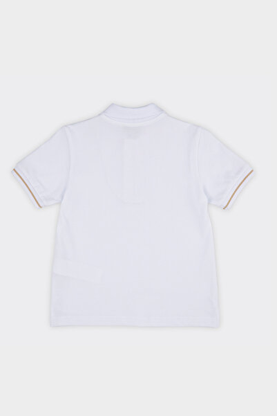 Panço Unisex Çocuk Kısa Kollu Beyaz Polo Yaka Tişört