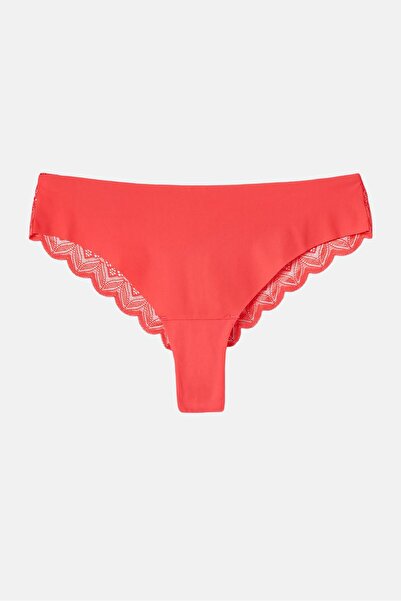 Tchibo Women 2 Pc Textured Magic-Cut Brazilian Briefs, Red