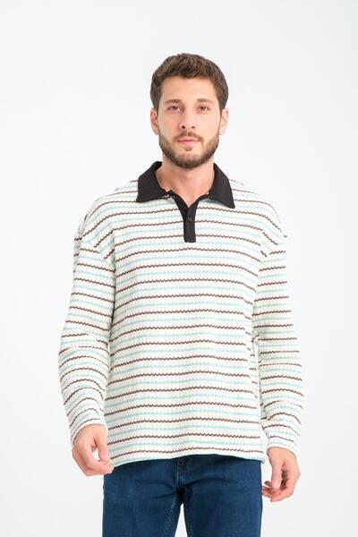 Rocqerx R-5839 Поло з довгими рукавами та смужками