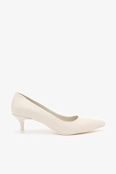 Louis Cardy Kamino Krem Hakiki Deri Kadın Topuklu Ayakkabı