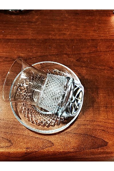 Paşabahçe 62561 Palace Model Cut Decorated 100 Cc Tea Cup - with 6 Glass Spoons as a Gift