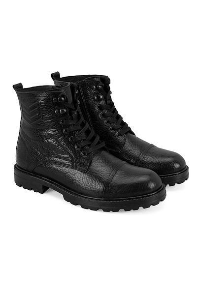 Desa Ανδρικές δερμάτινες μπότες με φερμουάρ Bradyn Black