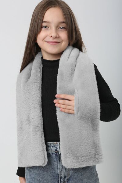 REMSA Çocuk Peluş Kaşkol Boyunluk Atkı RKB-Ç-01 Gri