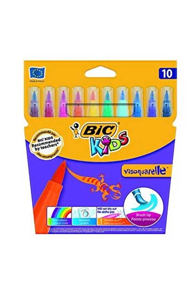 Bic 10 Πολύχρωμα Παιδικά Visaquarelle Πινέλο με μύτη με τσόχα