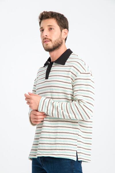 Rocqerx R-5839 Поло з довгими рукавами та смужками