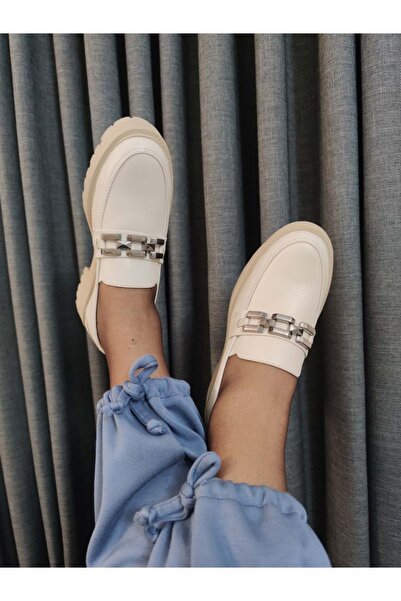 ÇİĞDEM KUNDURA Iridian - Genuine Leather Women's Oxford Shoes, Thick Sole