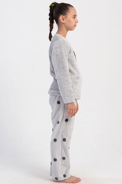 VİENETTA Costum de pijama gri Welsoft cu mânecă lungă pentru fete C4T5N1O304