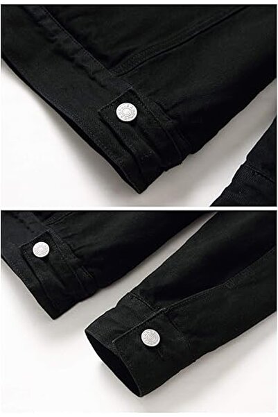 Oliggopol Ανδρικό τζιν μπουφάν και παλτό με μαύρη λευκή γούνα