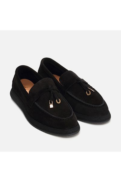 Hotiç Genuine Leather Black Women's Loafer