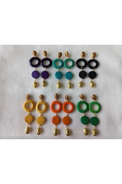 dela otantik Women's Authentic Long Earrings Wood Earrings Ethnic Bohemian Handmade Bijouterie Jewelry. Length: 9 cm - 6 Colors