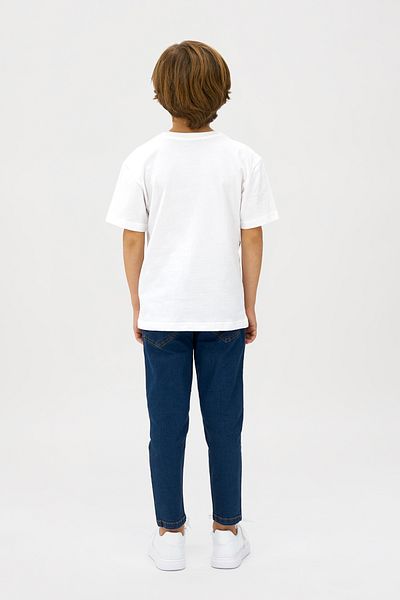 Panço Weißes T-Shirt für Jungen mit Reißverschlussdetail