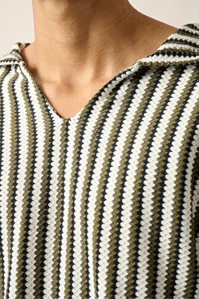 Rocqerx R-5842 Капюшонний кенгуру з кишенями та смужками, трикотажний світшот