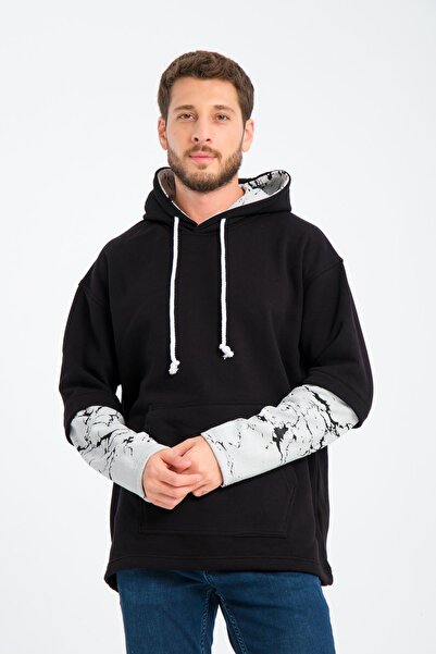 Rocqerx R-5845 Φούτερ με κουκούλα και μανίκια με 3 νήματα