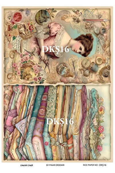 LİNEART Dikiş Serisi Pirinc Dekopaj Kagıdı  29X42cm No:DKŞ16