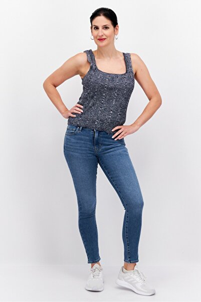 Esprit Women Square Neck Sleeveless Textured Tank Top, Navy