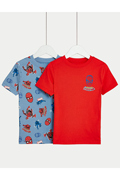Marks & Spencer Saf Pamuklu 2'li Spider-man™ T-shirt (2-7 YAŞ)