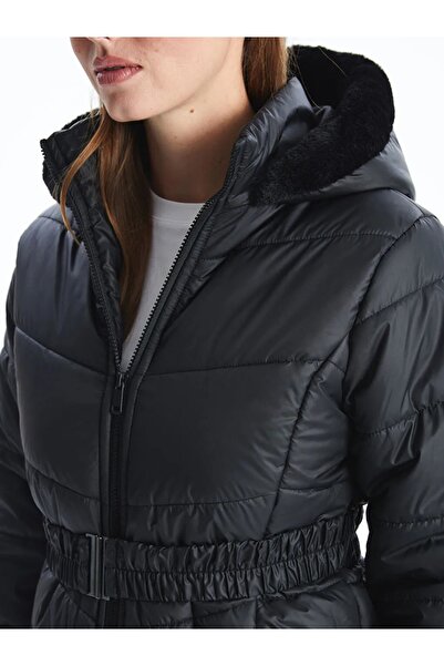 LC Waikiki Γυναικείο πουπουλένιο παλτό LCWAIKIKI Classic Brown Hooded