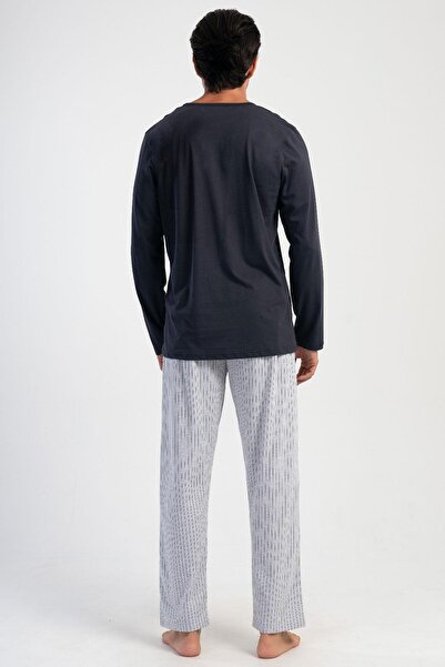 VİENETTA Costum de pijama pentru bărbați cu mânecă lungă, antracit C8T5N2O304
