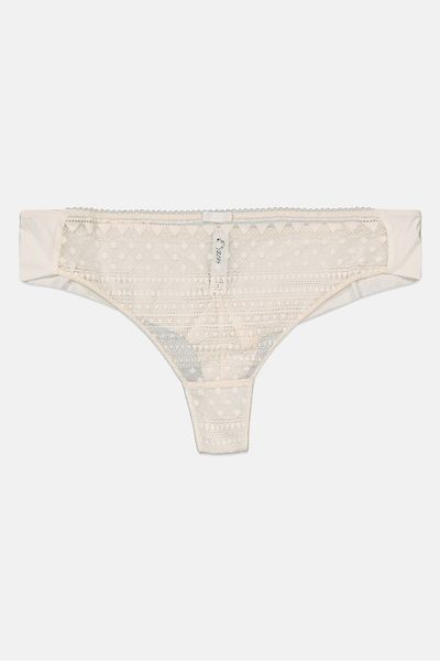 Etam Women Textured Pull On Tanga Panty, White