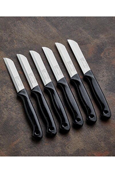 ONON Serrated Fruit Knife with Hanger, Set of 6 - Black Glitter