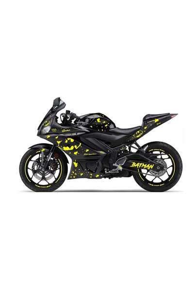 Motiker 2019-2020 Yamaha YZF R25 Uyumlu Sarı Batman Yazılı Sticker Etiket Ful...