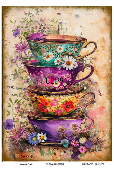 LİNEART Kupa Bardak Serisi Pirinc Dekopaj Kagıdı  29X42cm No:CUP9