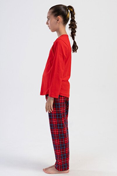 VİENETTA Girl's Long Sleeve Red Pajama Set C1T1N2O304