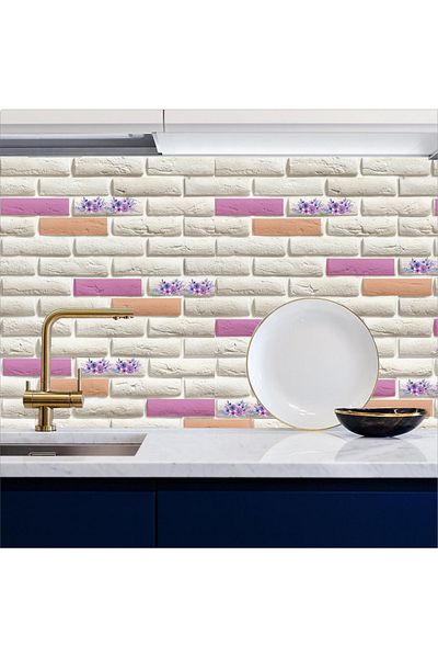 Bigaimaj 60cmx100cm Μοτίβο λουλουδιών Πάγκος κουζίνας Φύλλο - Αυτοκόλλητη Πέτρα Τούβλου