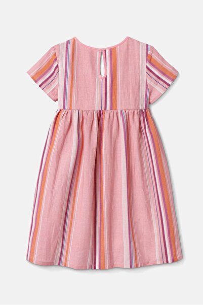 Tchibo Kids Girl Stripe Linen Mini Dress, Pink