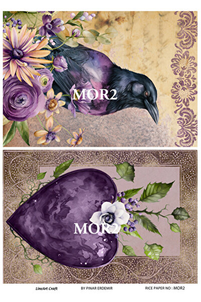 LİNEART Mor2 - 29X42Cm Brass Decopage Paper
